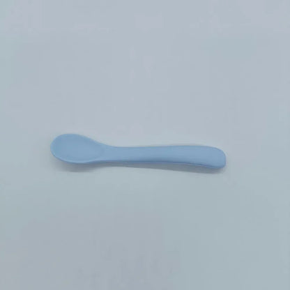 Silicone Baby Learn To Eat Spoon Small Curved Spoon Soft Rubber Feeding Silicone Cutlery Baby Training Spoon