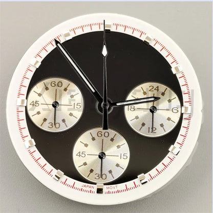 30mm/31.5mm Vk63 Chronograph Watch Dial With Hand Set Green Luminous Black White Red For VK63 Movement Watch Accessories Parts
