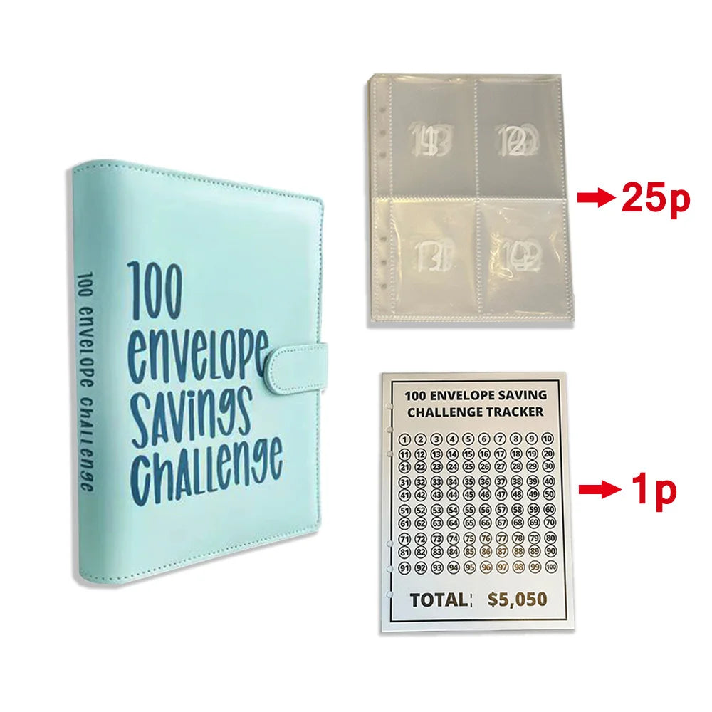 100 Envelope Cash Savings Challenge Saving Challenge Envelop Book Budget Envelope Financial Assistant A5 Size Cash Binder