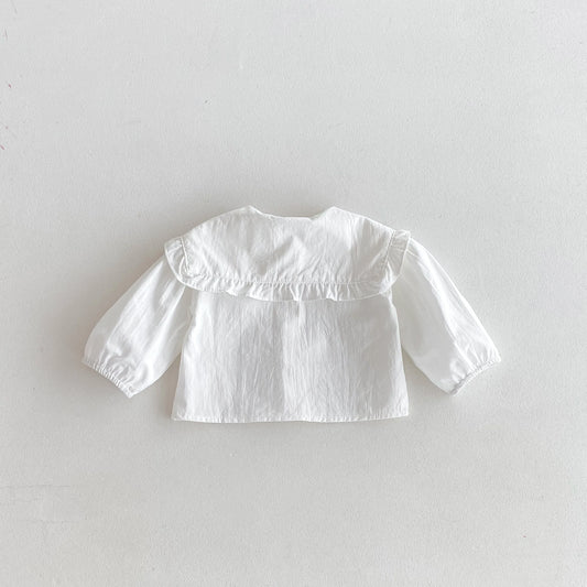 New stylish and fashionable spring and autumn baby shirt for infants and toddlers, long-sleeved shirt with a large lapel