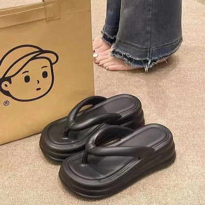 Thick Bottom Flip-flops Summer Fashion Women Slippers Soft Bottom Increase Anti-slip Anti-odor Beach Slippers Zapatos De Mujer