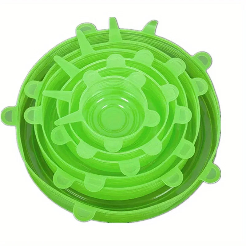 6Pcs Silicone Stretch Lids, Food Bowl Covers, Reusable Food Saving Covers, Retractable Multifunctional Fresh-keeping Lid