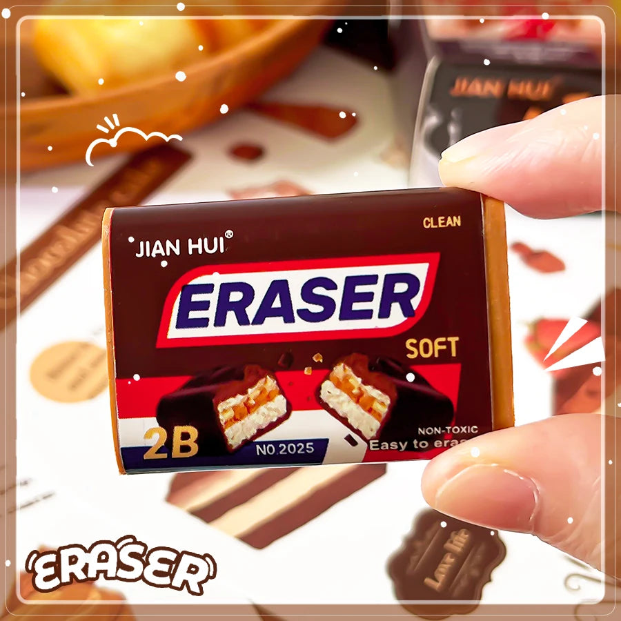 Aesthetic stationery back to school supplies Kawaii Stationery items Chocolate Erasers rubber school stationery accessories