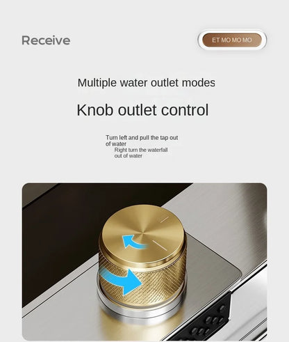 Nano 304 Stainless Steel Sink Waterfall Large Single Slot Kitchen Sink Vegetable Sink Stainless Steel Sink Household Sink