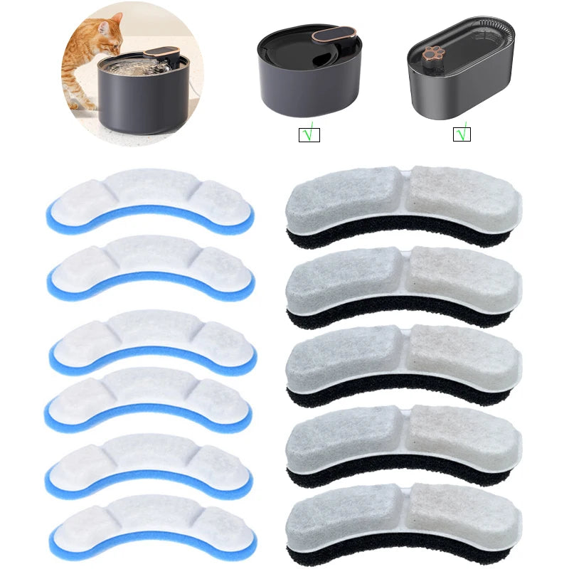 6/12pc Cat Water Fountain Replaced Filter Elements Activated Carbon Replacement Filters for Pet Fountain Feeders Accessories