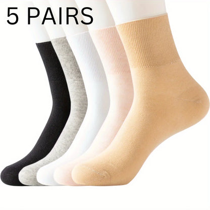5 Pairs Women'S Non-Binding Diabetic Socks, Comfortable No-Restriction Footwear for Seniors & Pregnant Women, Perfect Gift
