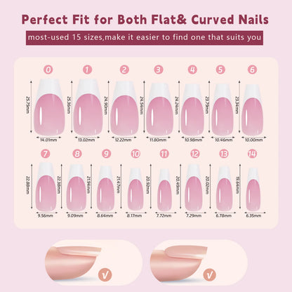 150pcs Nude White Fake Nails Need Adhesive Glue Glitter Press on Nails Women Wearable Nail Art Stickers Full Finished False Nail