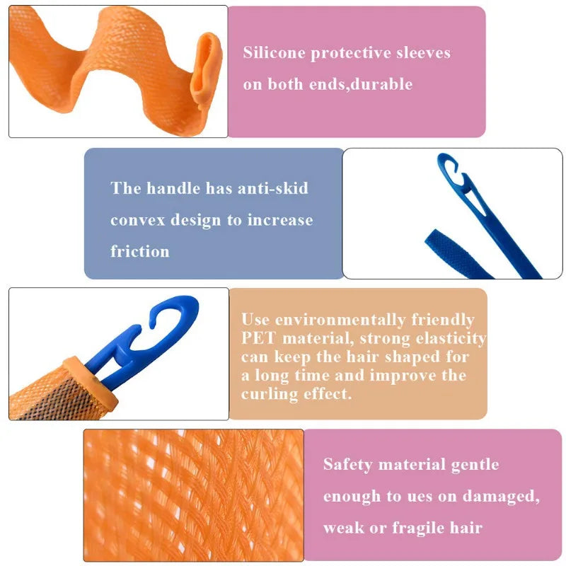 Heatless Hair Curler No Heat Silk Ribbon Hair Rollers Curls Headband Sleeping Soft Lazy Hair Curlers Foam Rod Curling Hair Tools