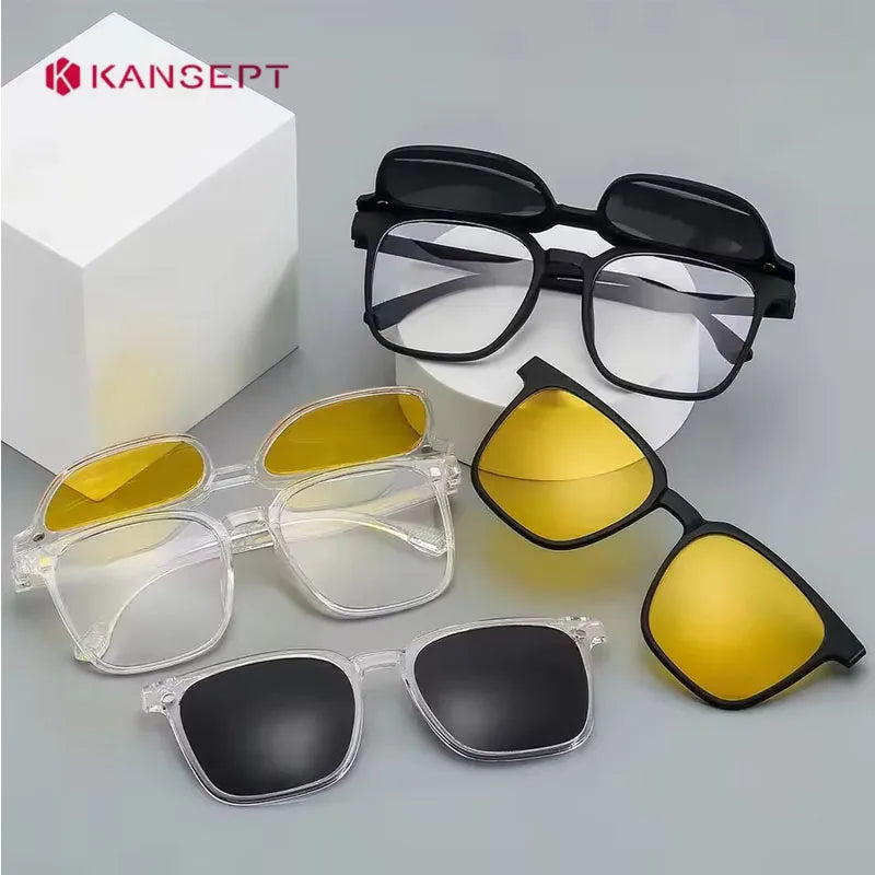 Magnetic Clip on Optical Myopia Glasses For Men Women Polarized Sunglasses Prescription Reading Glasses Blue Light Glass #TJ2190