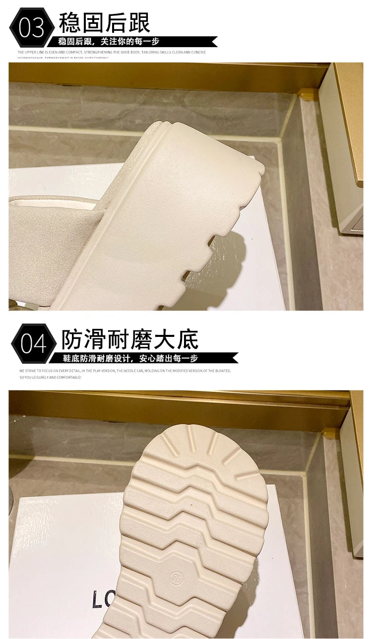 7cm Shiny Rhinestone High Platform Slippers Women Butterfiy-Knot Heels Chunky Sandals Woman Summer Thick Bottom Wedges Slides