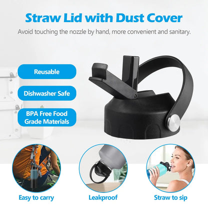 Wide Mouth Straw Lid for Hydro Flask Sports Water Bottle,Dustproof Lid Compatible with HydroFlask Wide Mouth 20 32 40 64 oz