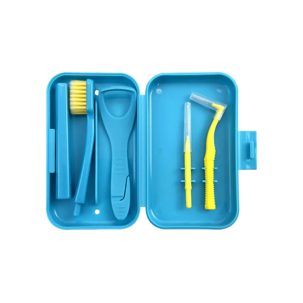 Portable Toothbrush Box Orthodontic Oral Hygiene Tools Kits Interdental Brush Tongue Scraper Travel Toothbrush Teeth Whitening