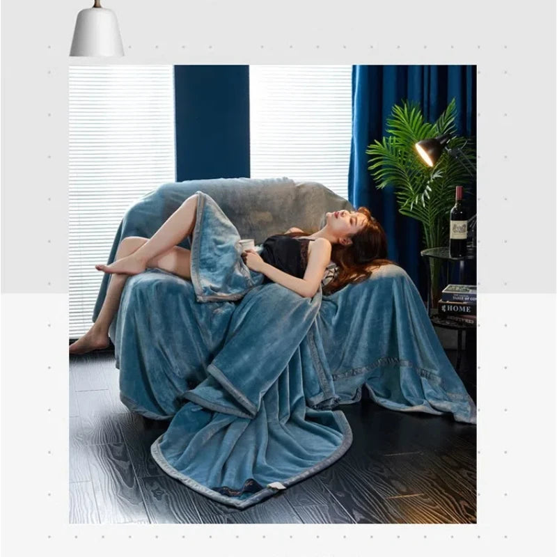 High Weight Flannel Blanket, Casual Solid Color Sofa Blanket, Thickened Warm Blanket, Winter Bed Sheet, Coral Fleece Blanket