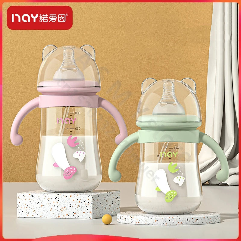 Newborn bottle/Big baby bottle/Handle anti bloating and anti falling baby bottle/Used by babies over 6 months old