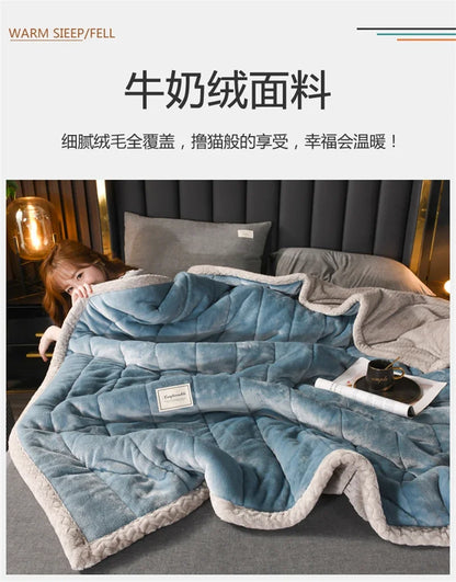 Milk Fleece Autumn Winter Warm Weighted Blankets for Beds European Thickened Beibei Velvet Throw Blanket Warmth Quilt Comforter
