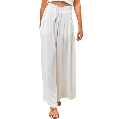 Women's Palazzo Pants Elastic High Waist Flowy Loose Wide Leg Pants Trousers Dropship