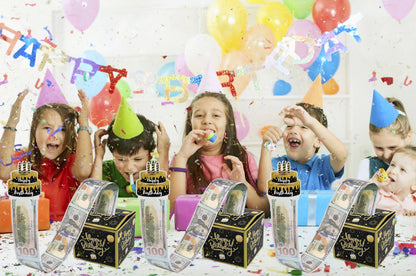 1pcs Birthday Cash Pull Gift Box Money Pulling Box Cash Gift Box Cash Black Money Clip Funny Surprise Birthday Cake Decor