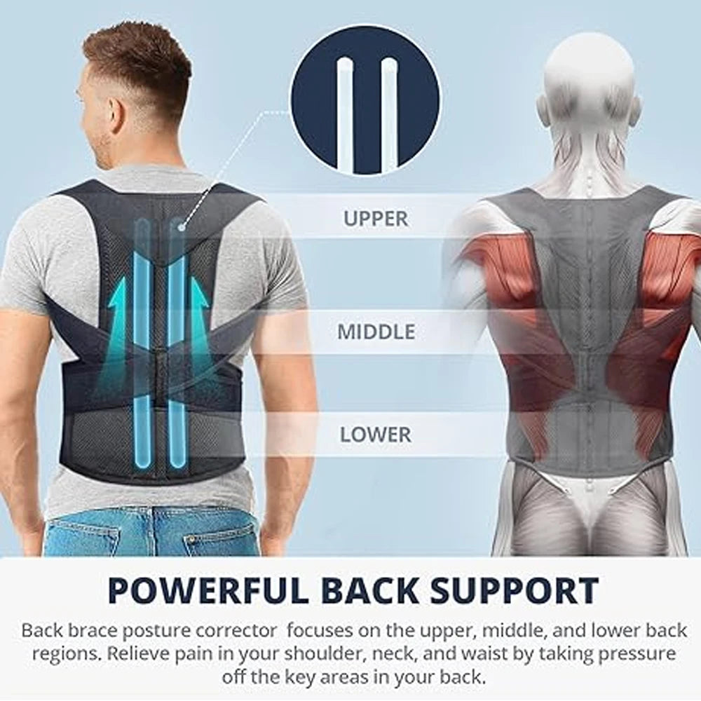 Posture Corrector for Men Women - Adjustable Back Brace for Upper&Lower Back Pain - Lumbar & Shoulder Support to Improve Posture