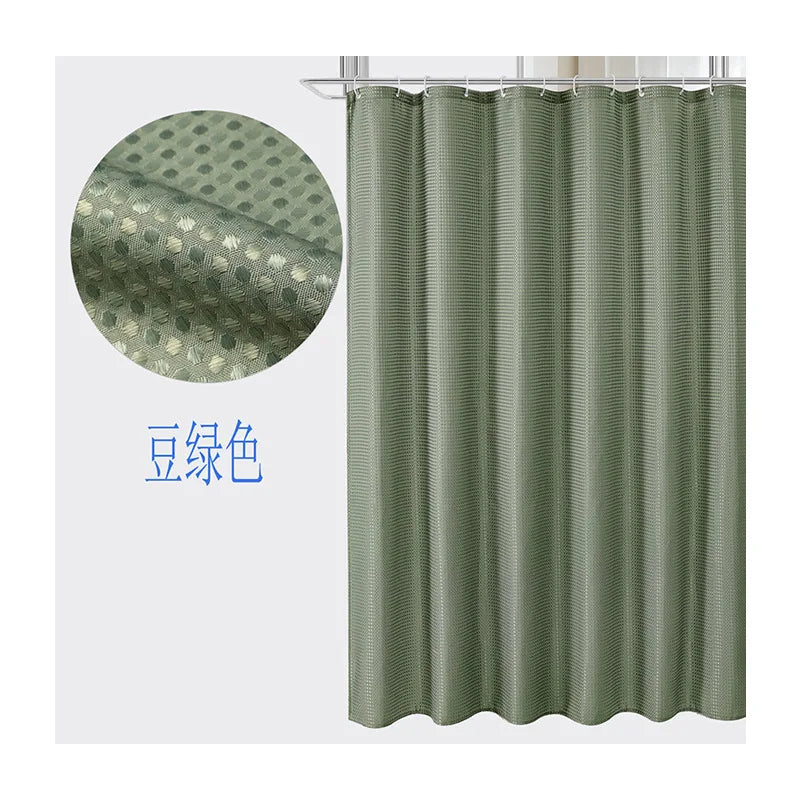 Plain Waffle Waterproof and Mildew-proof Polyester Shower Curtain, Bathroom Curtain, Bathroom Partition Curtain, Shower Curtain