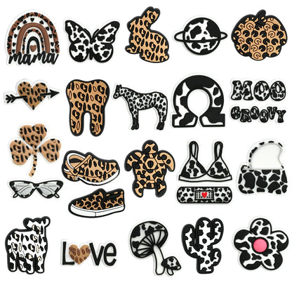 Leopard Print Shoe Charms for Crocs Pin Accessories Decoration Bracelet Wristband PVC Pin Women Party Gifts