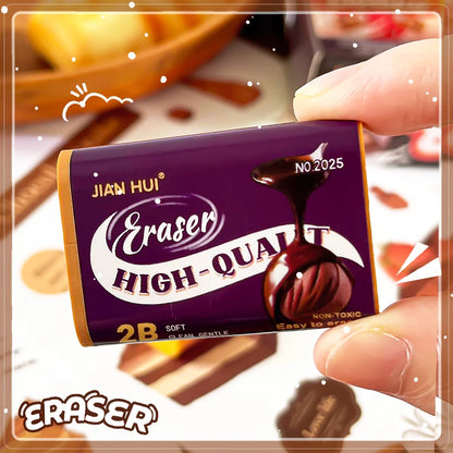 Aesthetic stationery back to school supplies Kawaii Stationery items Chocolate Erasers rubber school stationery accessories