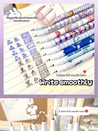12PC 0.5mm Syringe Erasable Pen Korean Stationery Simple Kawaii Writing Pen Student Stationery Cultural and Educational Supplies