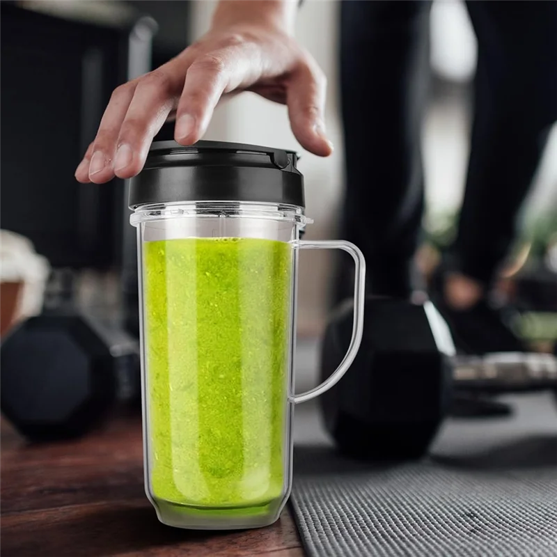 ABKJ-Blender Cups And Blade Replacement Parts 6Pcs, 22Oz Cup With Flip Top To-Go Lids & Blade For Magic Bullet Blender Juicer