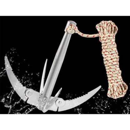 Folding Boats Anchor With Rope Outdoor Grappling Hook Survival Tool Sturdy Durable For Small Boat Canoes Fishing Supplies