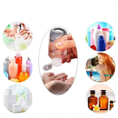 5Pcs Travel Bottles With Keychain Hand Sanitizer Holder Portable Plastic Empty Bottles Leakproof Refillable Containers Backpack