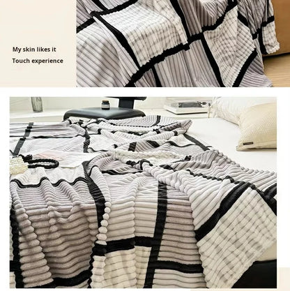 Lightweight Luxurious Warm Sleeping Plaid Milk Down Thin Blanket Multi Color Spring Summer Suitable For Sofas Bedrooms Blankets