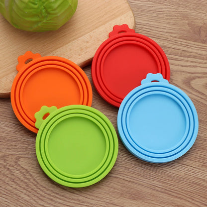 3In1 Silicone Reusable Soft Pet Seal Feed Cans Lid Keep Food Fresh Cover Flexible Storage Household Cup Glass Bottle With Spoon