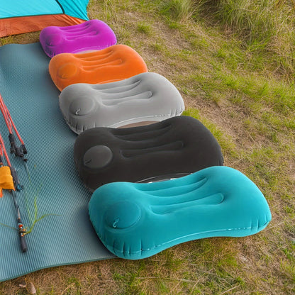 Camping Pillow Inflatable Travel Pillow 1pc Portable Neck Rest Press to Inflate Compact Air Pillow for Beach Office Home Travel