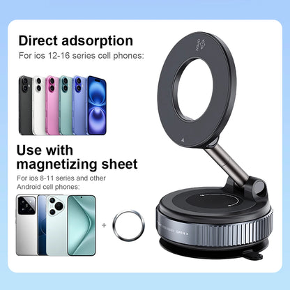 Magnetic Vacuum Car Mount Phone Holder Folding Mobile Phone Stand Foldable Car Navigation Holder for Car Kitchen Mirror