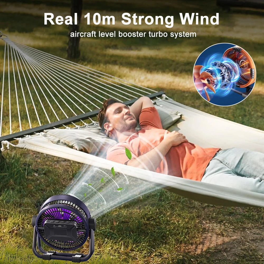 Camping Fan Portable Electric Fan 20000mAh Rechargeable Desktop Air Circulator Wireless Ceiling Electric Fan with Power Bank