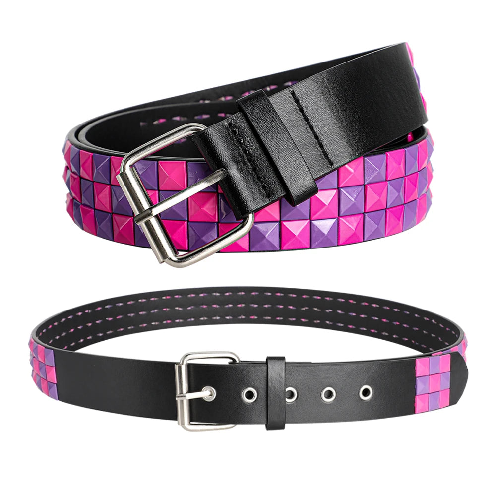 Polychrome Rivet Belt Heavy Metal Belt Men Women Punk Hiphop Rock Style Belt Jeans Belt Y2K Belt Fashion Decoration Women's Belt