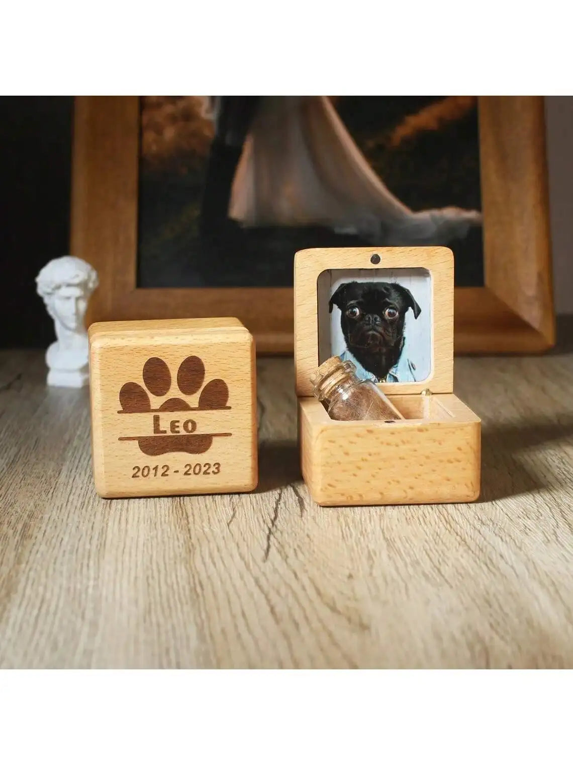 Customized pet souvenir gifts, wooden pet hair souvenir box, personalized pet fur souvenirs
