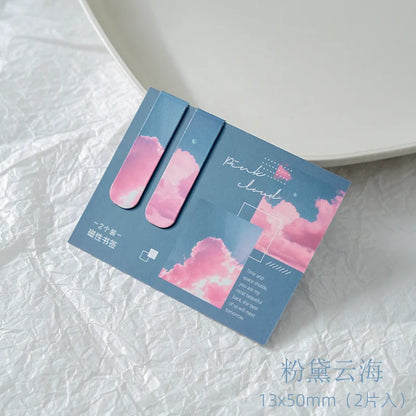 2 pcs Creative scenic magnetic bookmark Student decorative book holder reading accessories Student office Supplies