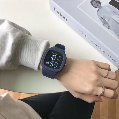 Sports Electronic Watch for Kids Children LED Digital Watch Big Dial Silicone Football Sports Watch Boys Girls Student Clock