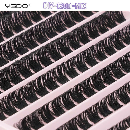 DIY Lash Extension Kit Lash Individual Lashes Clusters8-16mm With Waterproof Lash Bond And Seal Eyelash Tweezers Lash Kit