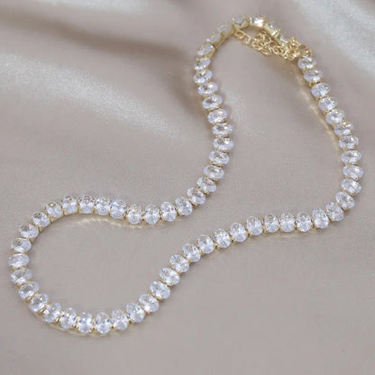 Korean hot selling fashion jewelry, copper inlaid zircon, luxury shiny necklace sexy ladies party necklace