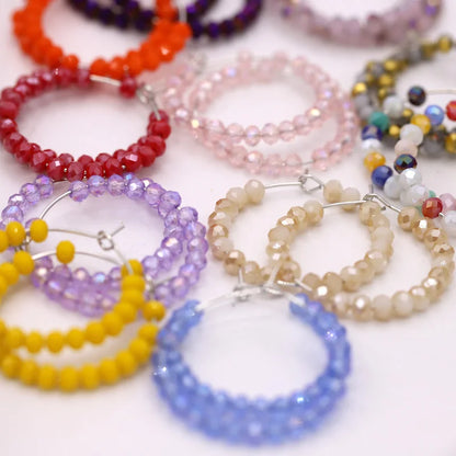 Fashion Women's Earrings Boho Colorful Crystal Beaded Earrings Jewelry Female Girls Gifts Ear Ring Accessories