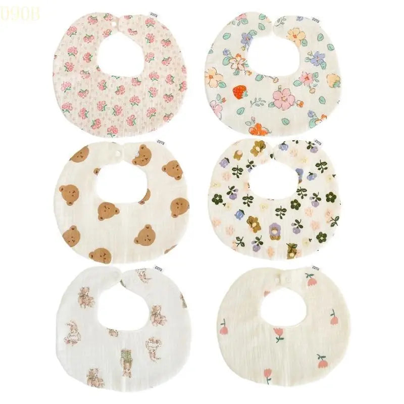 090B Baby Eating Bib for Newborns Comfortable Drooling Bib Saliva Towel Cartoon Print Waterproof Burp Cloth Shower Gift