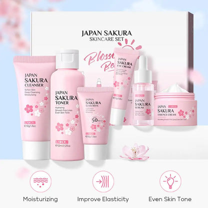 For Sakura Skin Care Sets Facial Cleanser Face Cream Serum Hydrating Firming Moisturizing Brightening Care Face Toner Kit J1F3