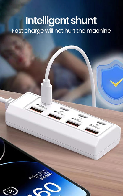 8 in 1 USB Electrical Socket 25W Fast Charging Power Outlet Adapter Docking Stations USB Splitter Converter USB Extension Socket