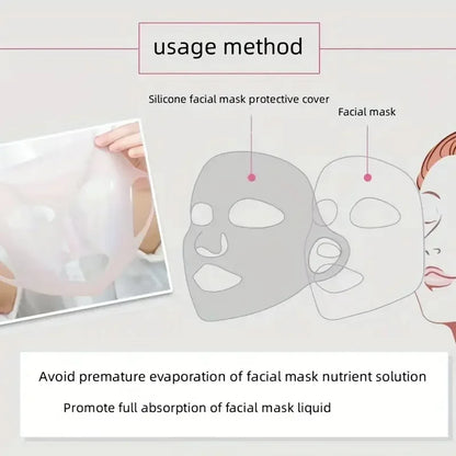 Silicone Mask For Nourishing Skin - Silicone Mask Cover Reusable, 3D Anti-Evaporation Face Sheet Mask Protective Case