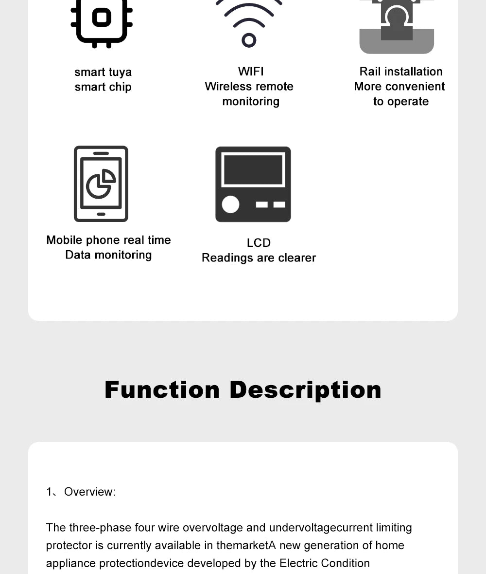 Smart Life Energy Monitoring 100A Tuya WiFi 3-Phase Meter with Bi-Directional Auto-Reclosing Relay