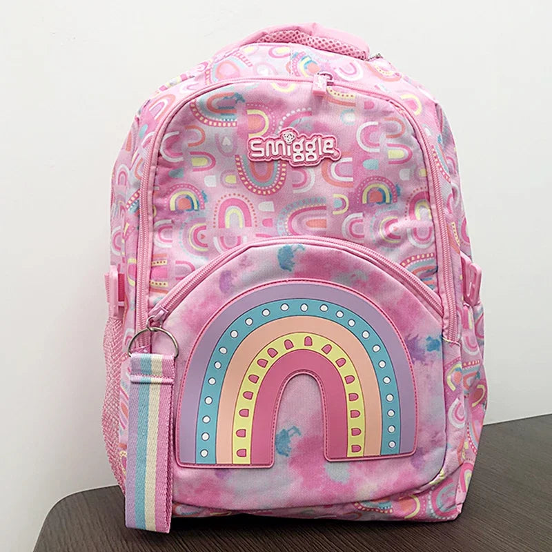 Genuine Australian Smiggle Schoolbag Light Pink Rainbow Door Student Stationery Pencil Case Large Capacity Backpack Student Gift