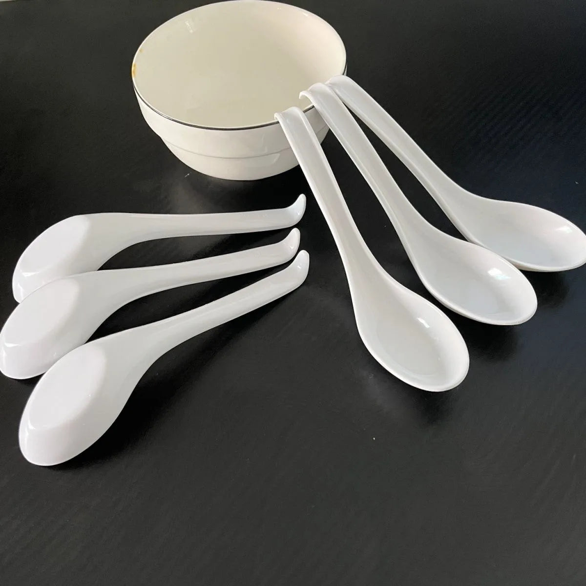 5pcs Soup Spoon Japanese rice Spoon Ramen wonton dumplings Japanese kitchen cutlery soup spoon  dinner spoon  serving spoon