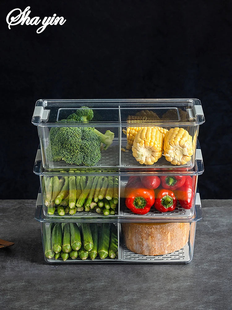 Fridge Organizer Stackable Refrigerator Organizer Bins with Lids Clear Fruit Storage Containers Freezer Pantry Kitchen Boxes