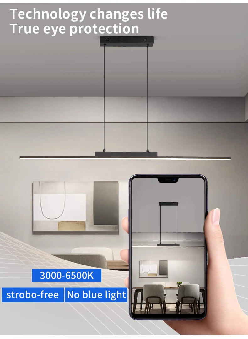 Dining hanging Chandelier  Modern Strip Pendant  Light For Kitchen Office Bedroom Hang Light Home Décor Lighting Fixtures